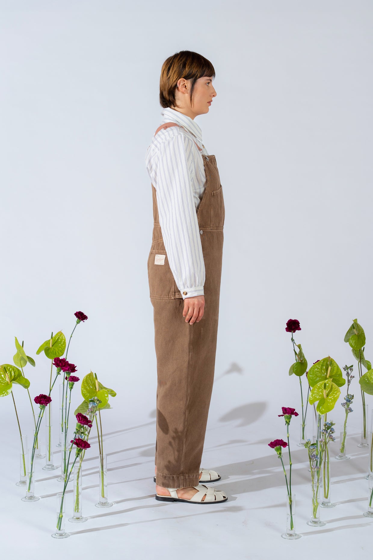 Salopette Apollo donna in denim di Canapa - Marrone Old