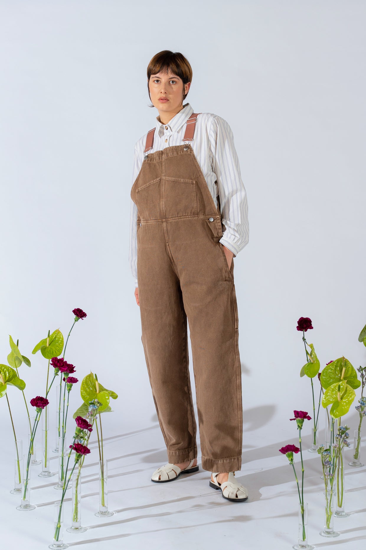 Salopette Apollo donna in denim di Canapa - Marrone Old
