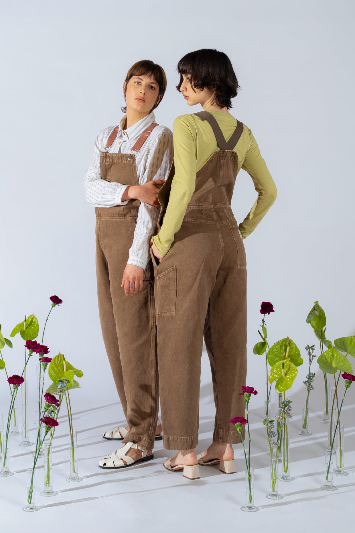 Salopette Apollo donna in denim di Canapa - Marrone Old