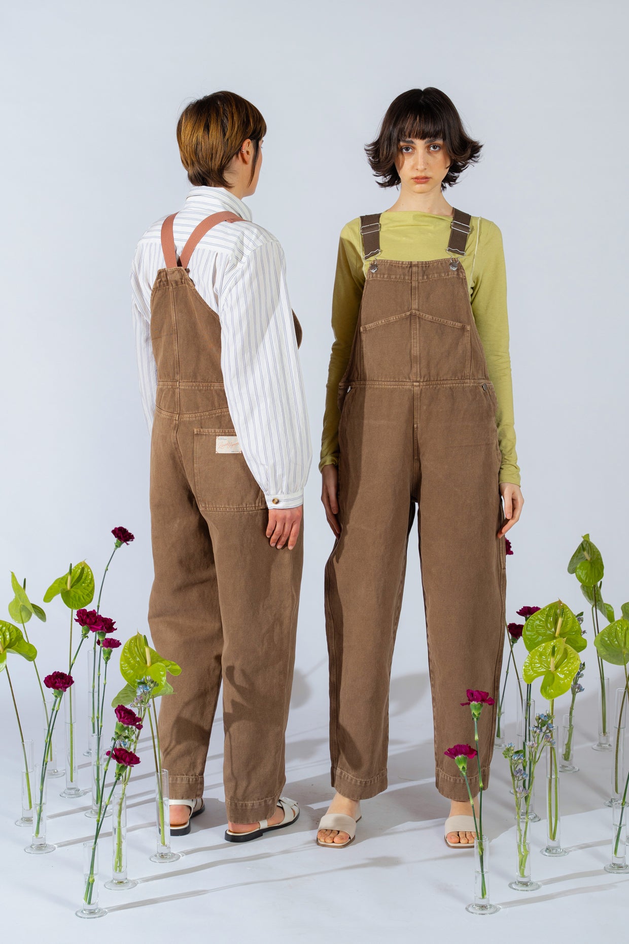 Salopette Apollo donna in denim di Canapa - Marrone Old