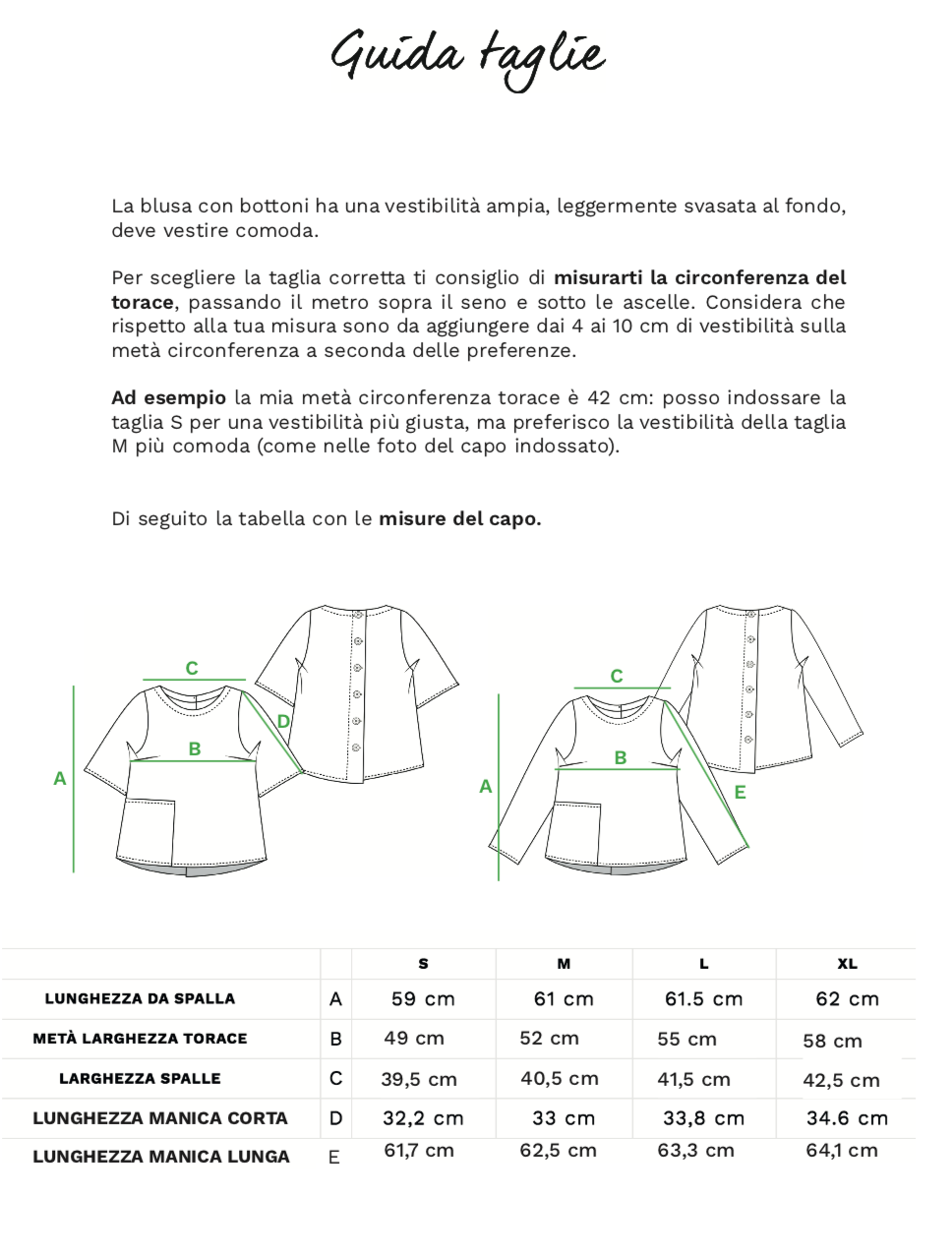 Blusa con bottoni: Cartamodello + Tutorial video + Tutorial illustrato