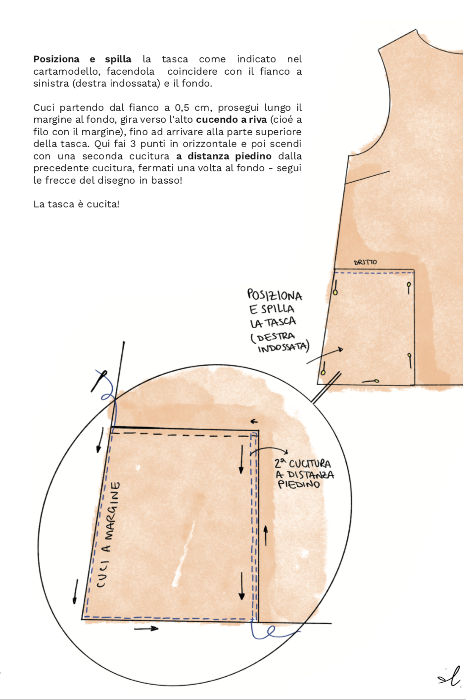 Blusa con bottoni: Cartamodello + Tutorial video + Tutorial illustrato