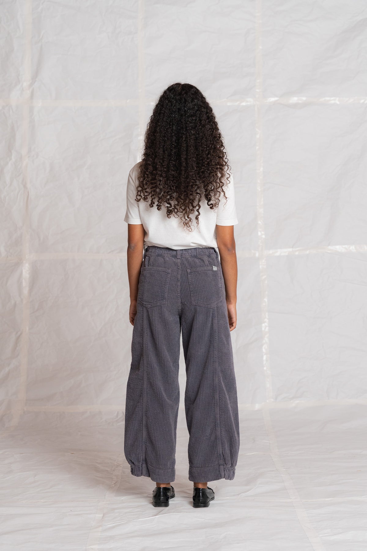 Pantalone Selene in velluto con elastico in vita - Malva