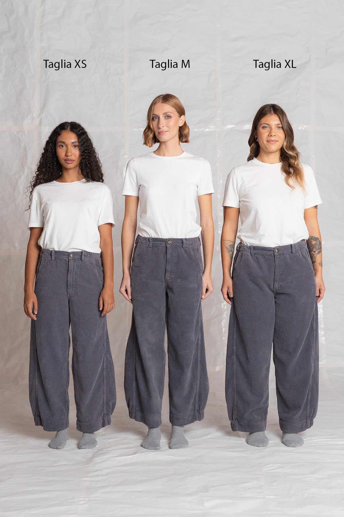 Pantalone Selene in velluto con elastico in vita - Malva