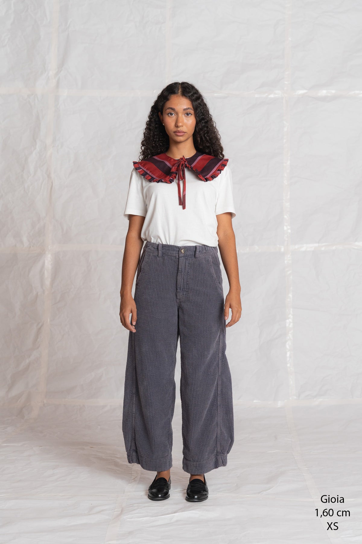 Pantalone Selene in velluto con elastico in vita - Malva