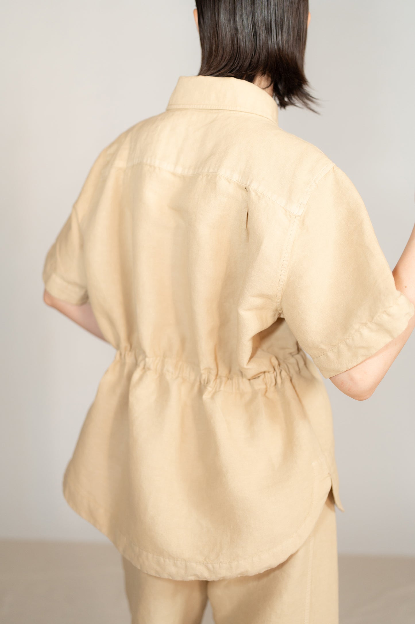Camicia Aura con coulisse in Canapa Cotone - Miele