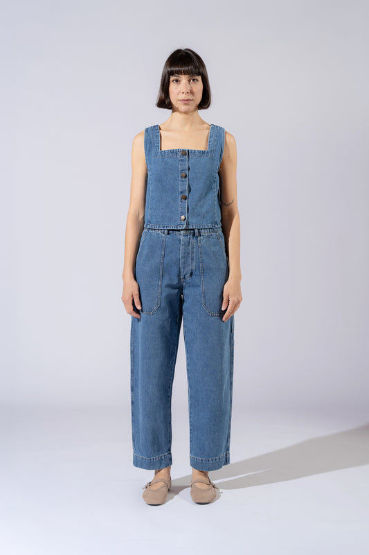 PROMO SET: Jeans Apollo blu washed + Top Yoko blu washed