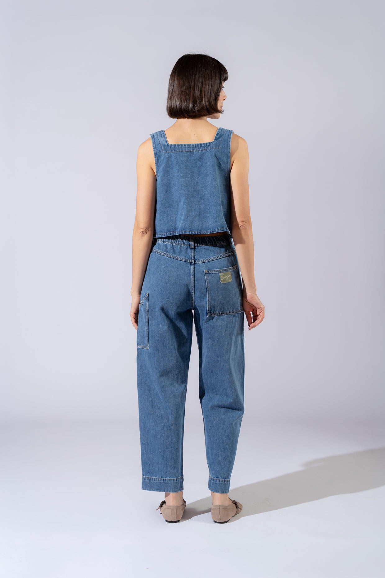 AKTIONSSET: Blaue, gewaschene Apollo-Jeans + blaues, gewaschenes Yoko-Top