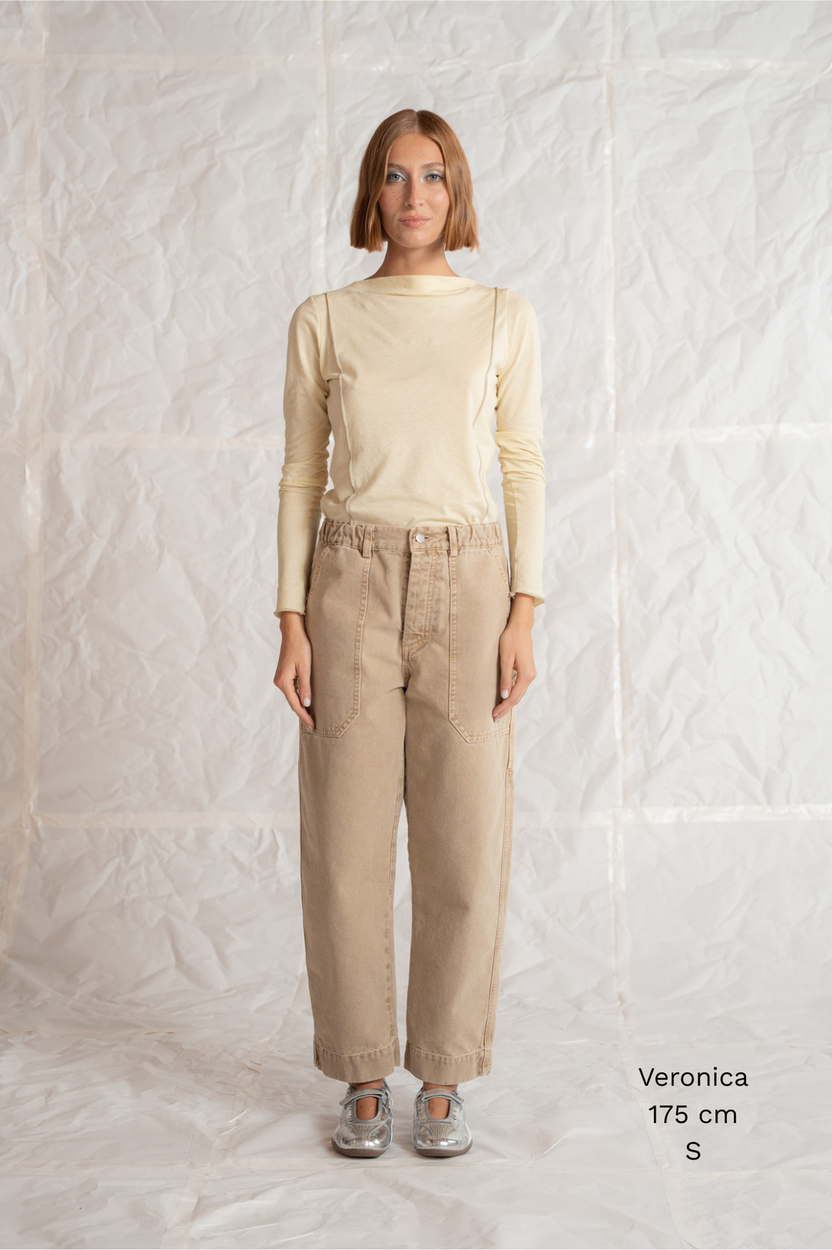 Pantaloni Apollo in cotone con elastico in vita - Beige Old