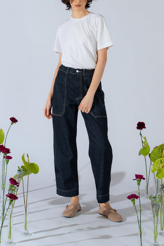 Jeans Apollo in cotone riciclato con elastico in vita - Blu Indaco