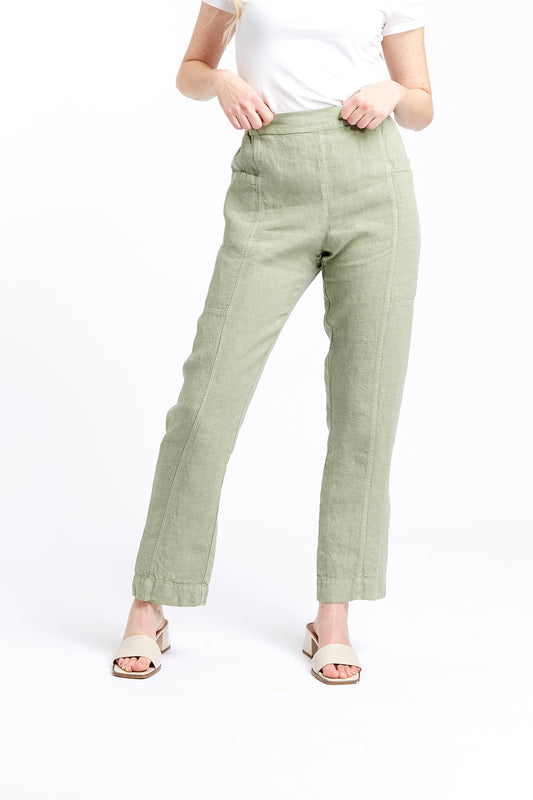 Pantaloni Audrey leggeri in Canapa-Lino - verde Pistacchio