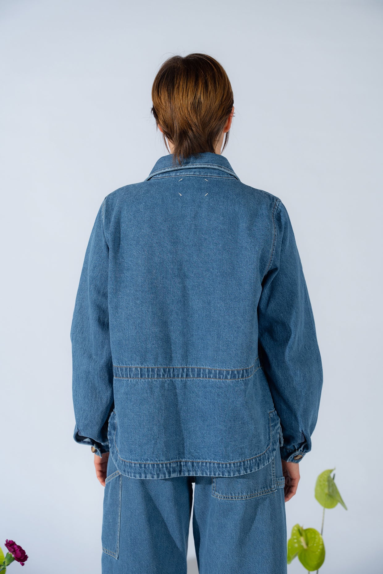 Overshirt Jeans Eva mit Kordelzug aus recycelter Baumwolle – Blau gewaschen