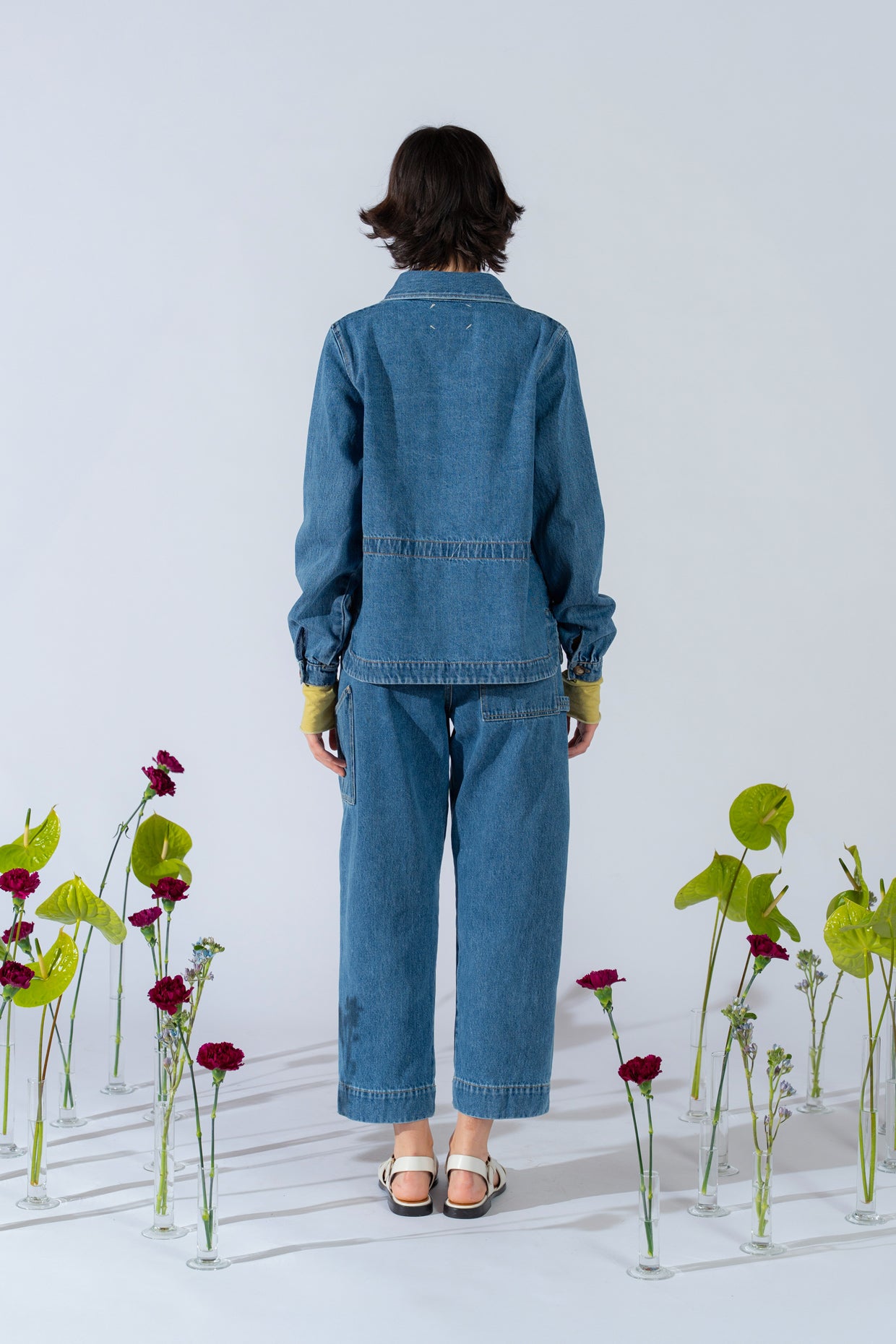 Overshirt Jeans Eva mit Kordelzug aus recycelter Baumwolle – Blau gewaschen