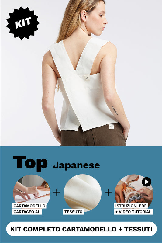 KIT Top Japanese:  Cartamodello Cartaceo + Tessuto