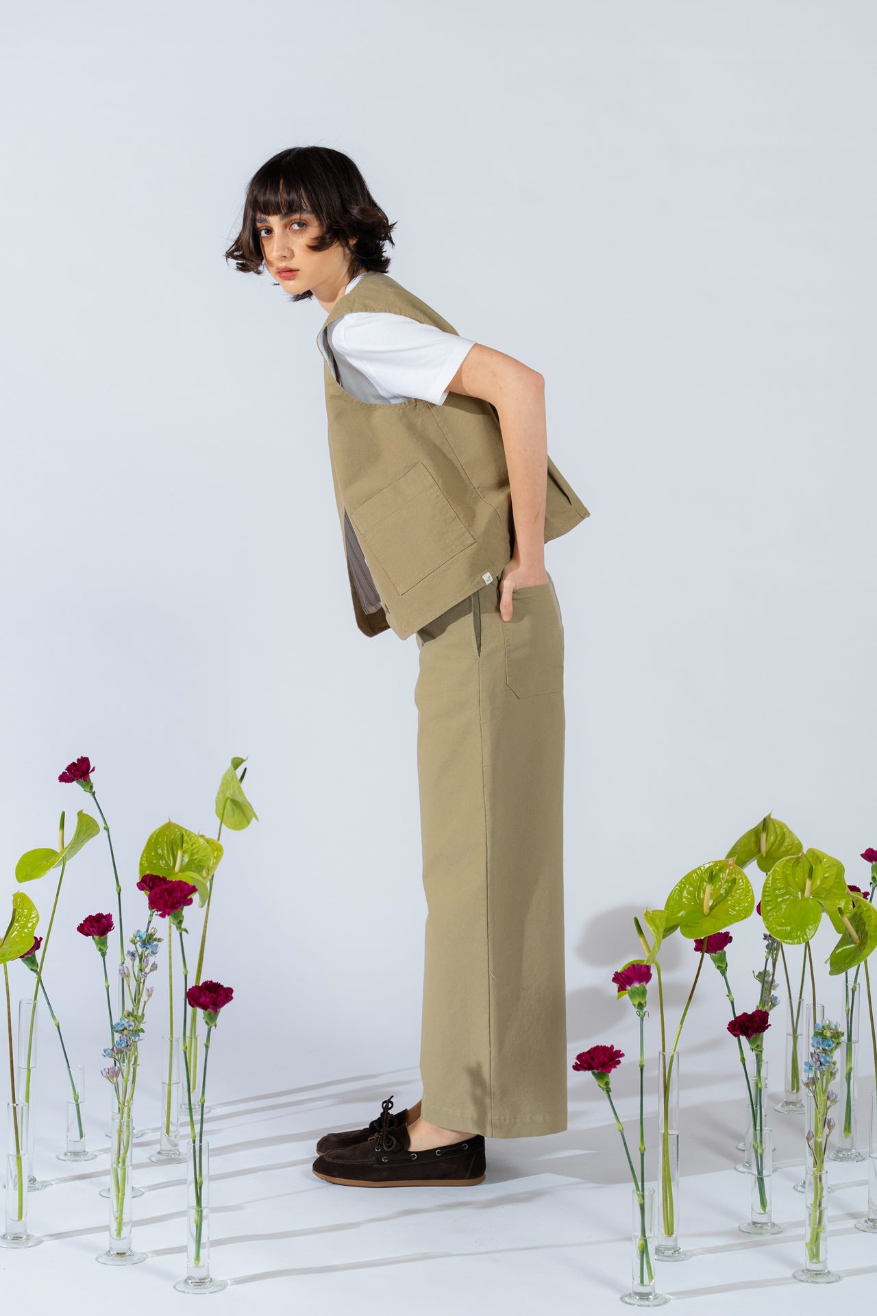 Wendeweste Iris - Jeans + Karomuster