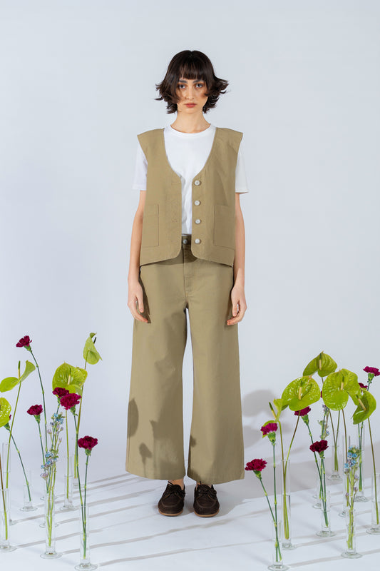 Pantalone Petra in canvas - verde oliva