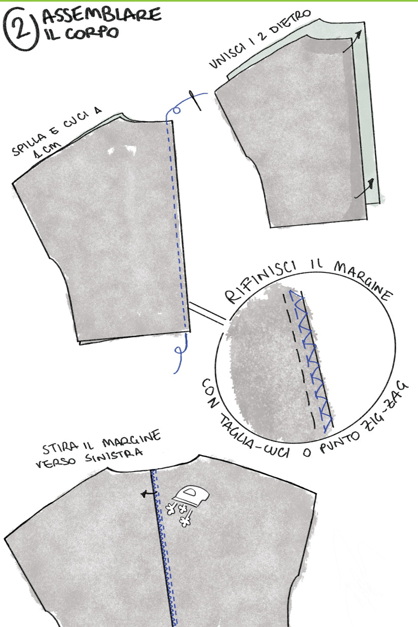 KIT Blusa Bloom:  Cartamodello Cartaceo + Tessuto