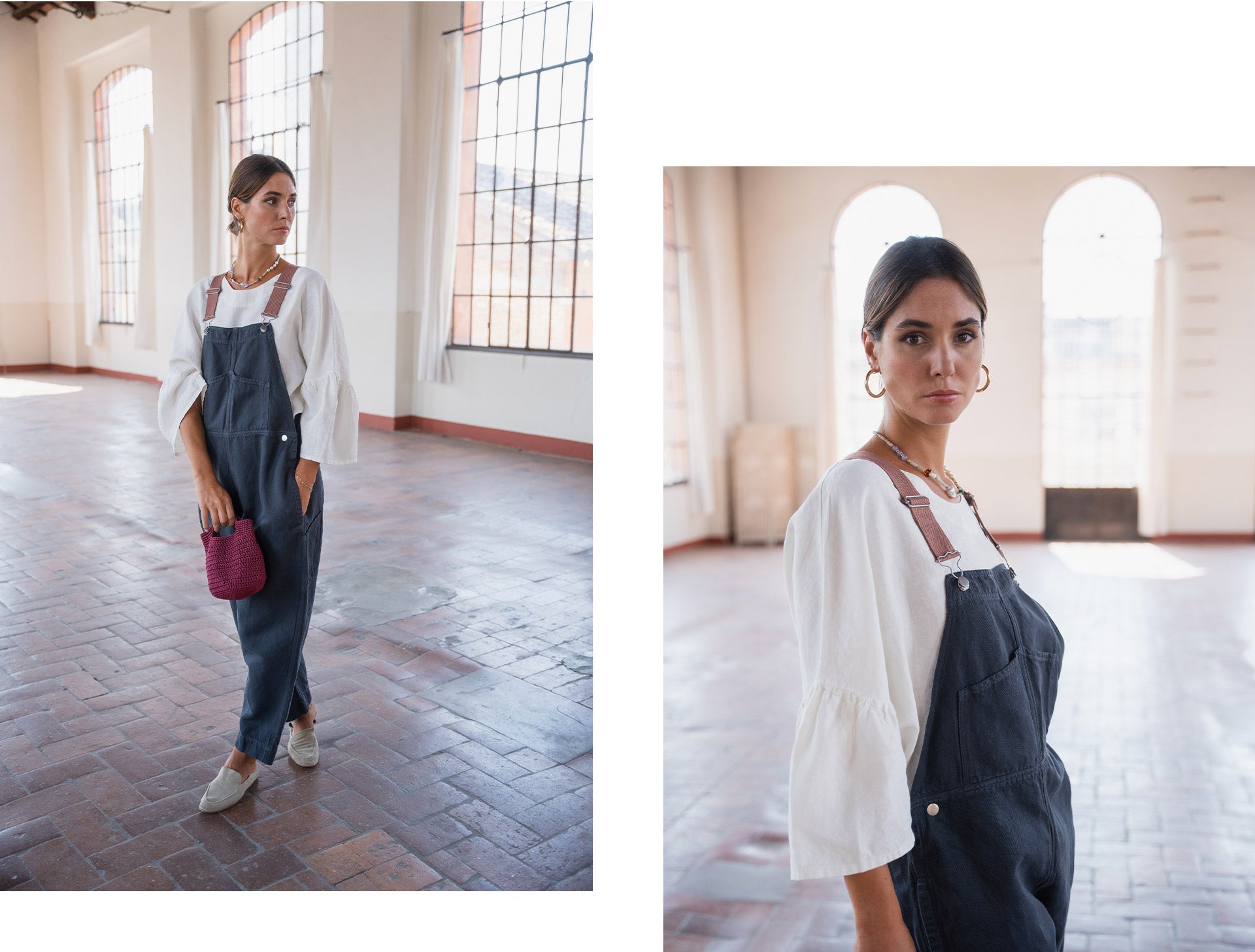 Apollo Salopette da Lavoro in Denim Donna Grigio Ardesia Laurels Apron