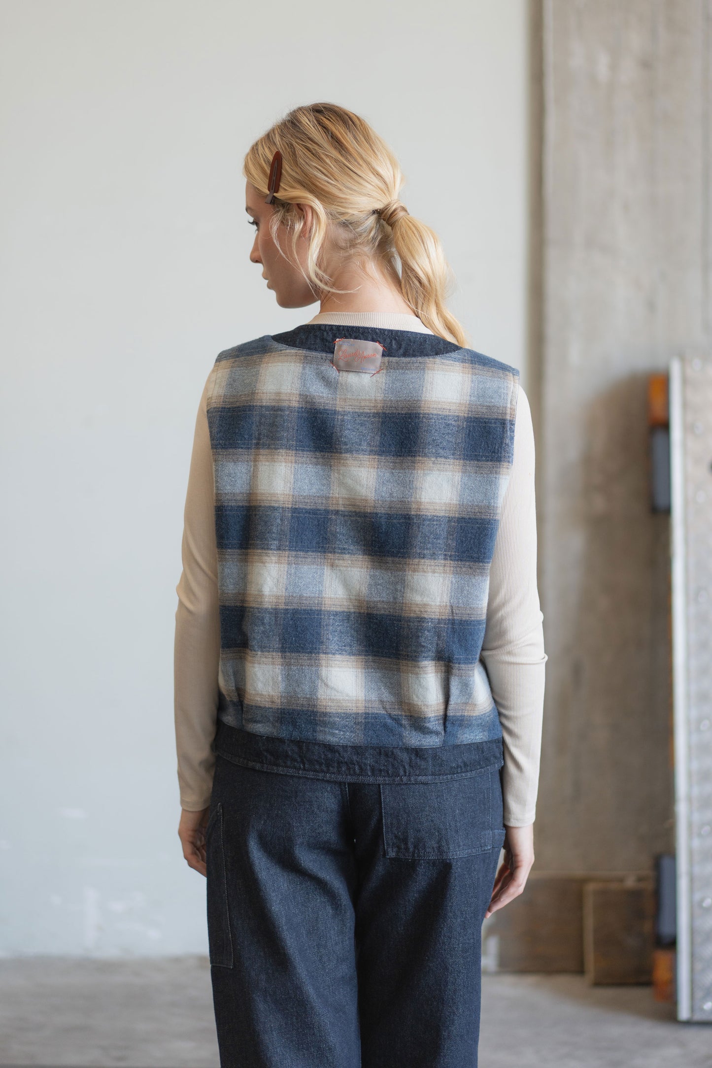 Gilet reversibile Iris - Jeans + check