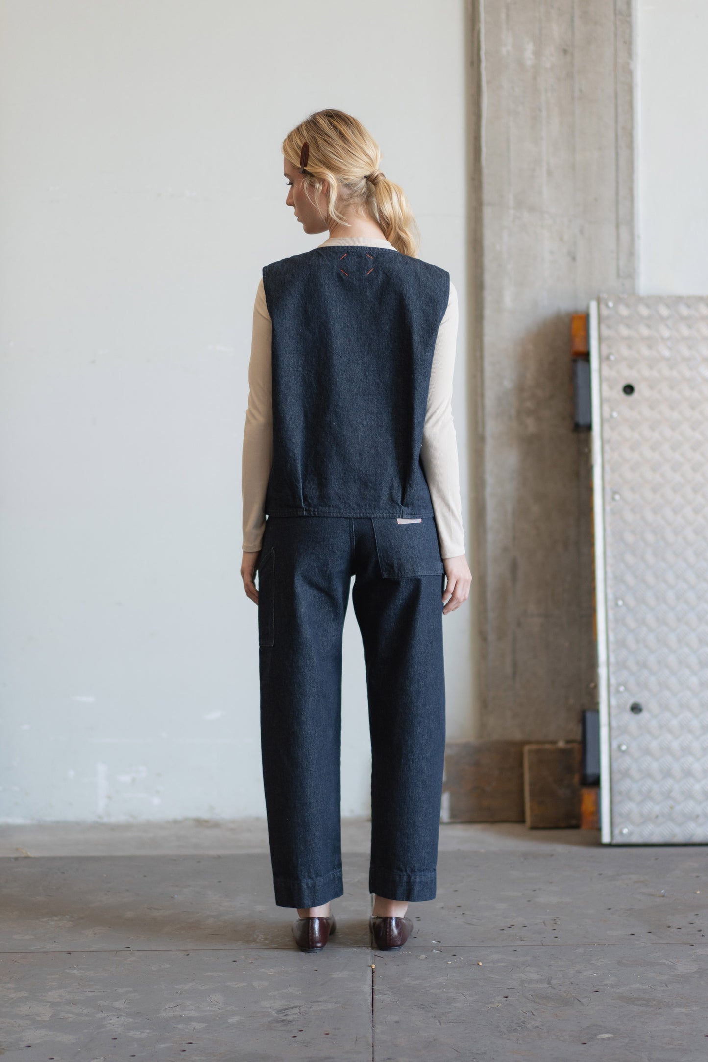 Gilet reversibile Iris - Jeans + check