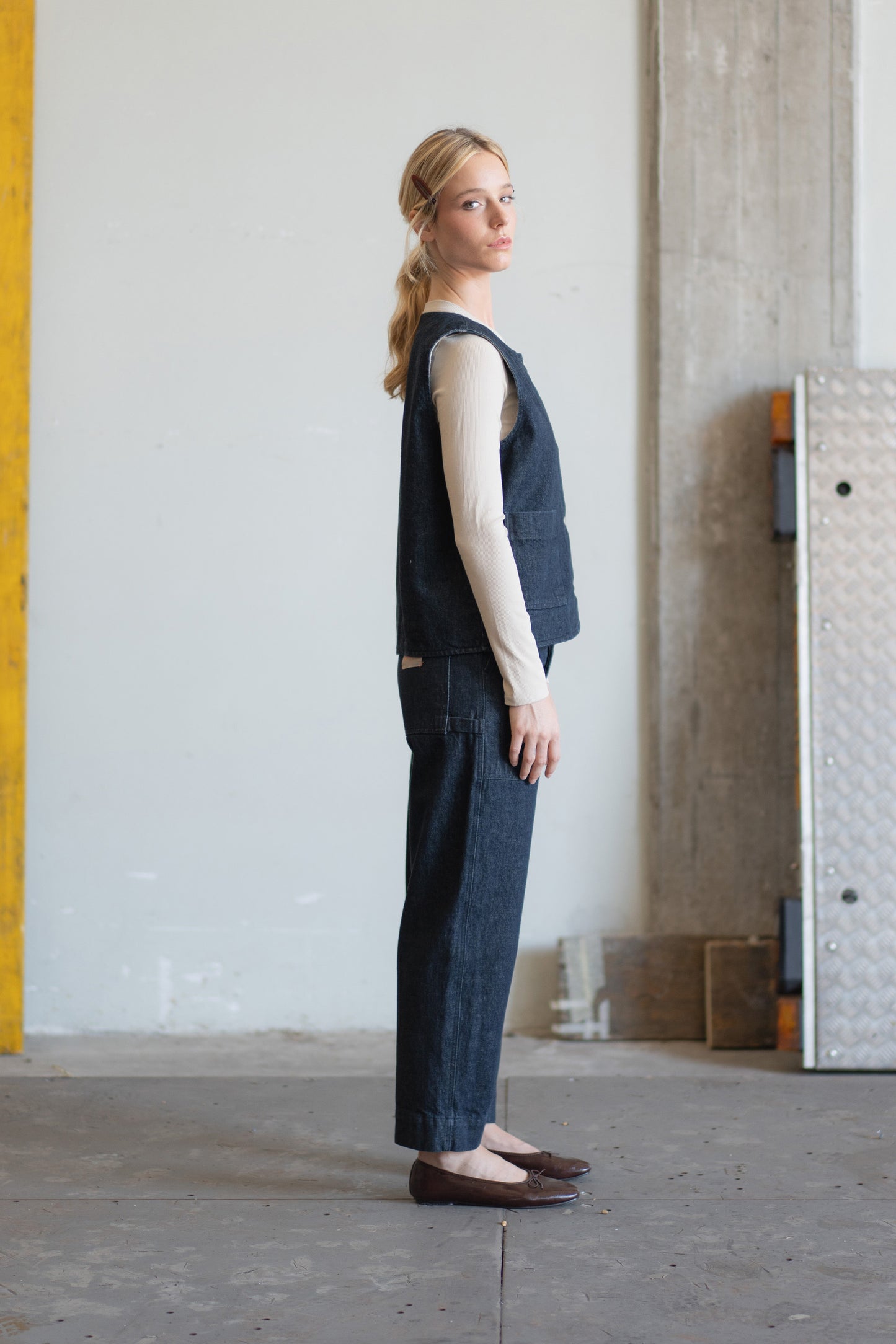 Gilet reversibile Iris - Jeans + check