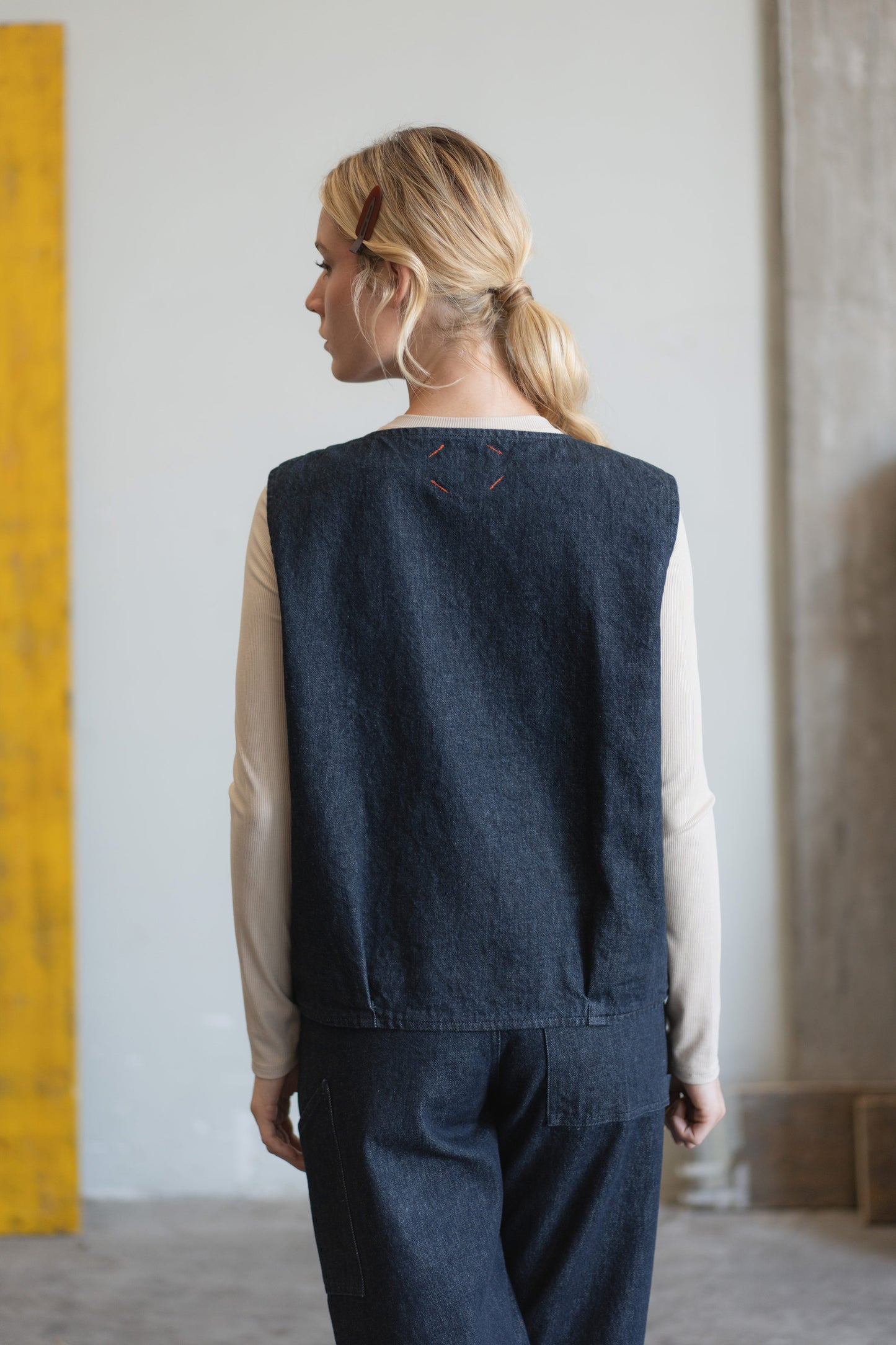 Gilet reversibile Iris - Jeans + check
