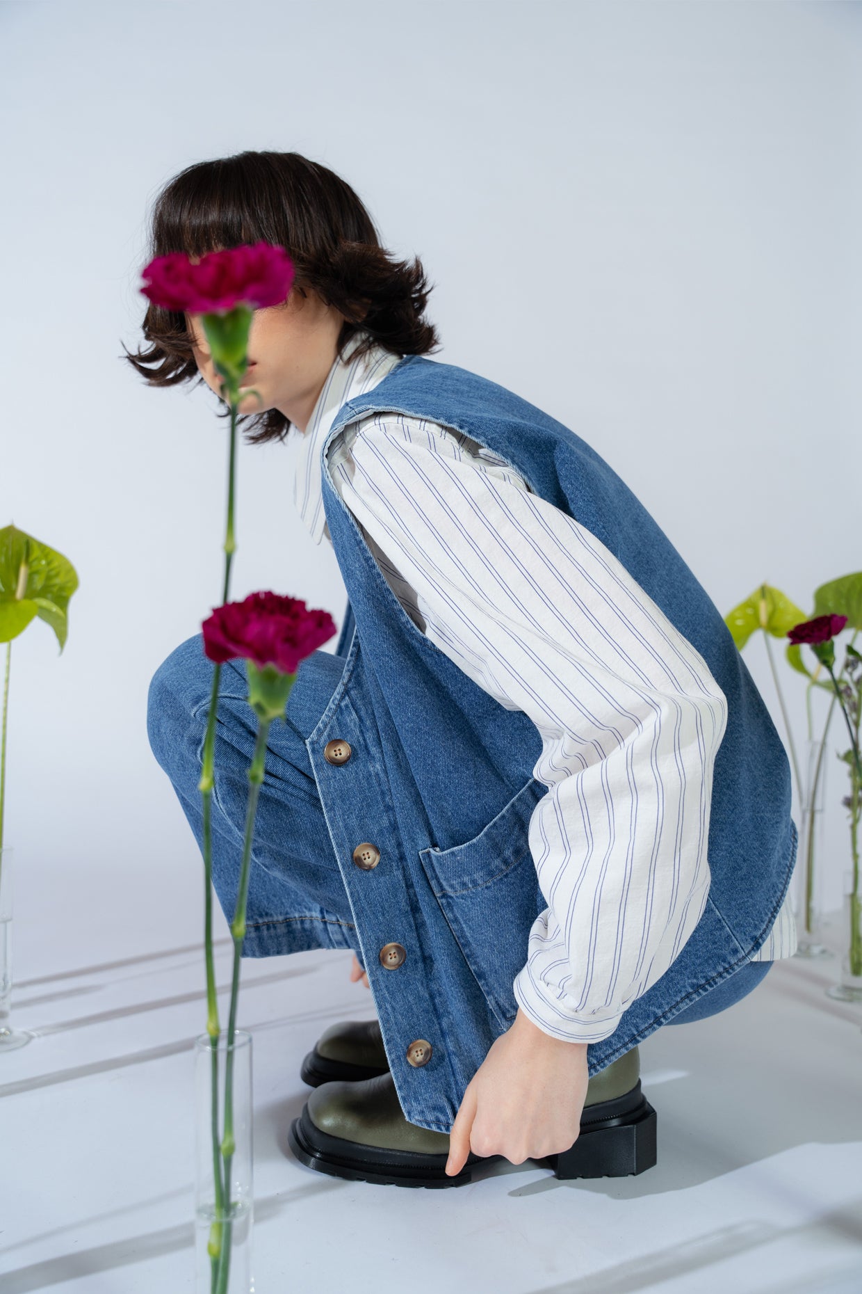 Weste Vega mit Futter – Blaue Jeans Washed