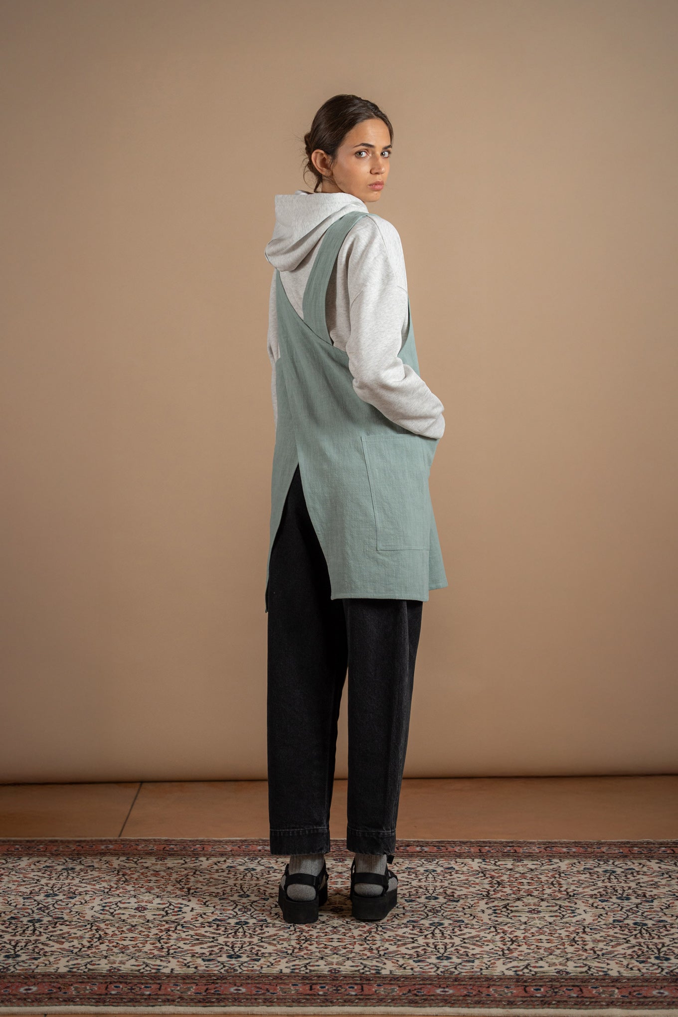 Schürze/Kleid für Damen – Aquagrün