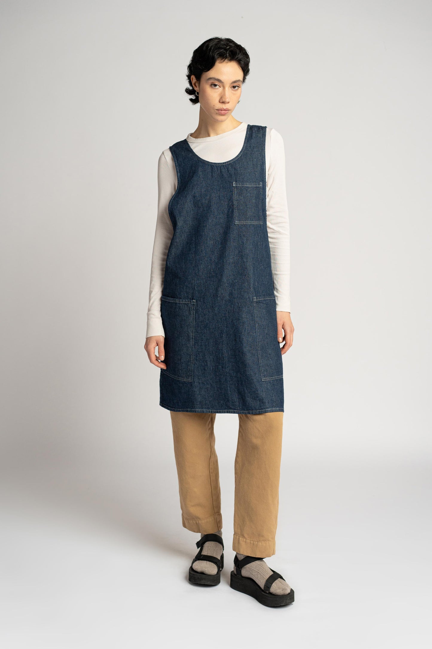 Grembiule/Vestito incrociato donna - Jeans morbido Cotone-Canapa