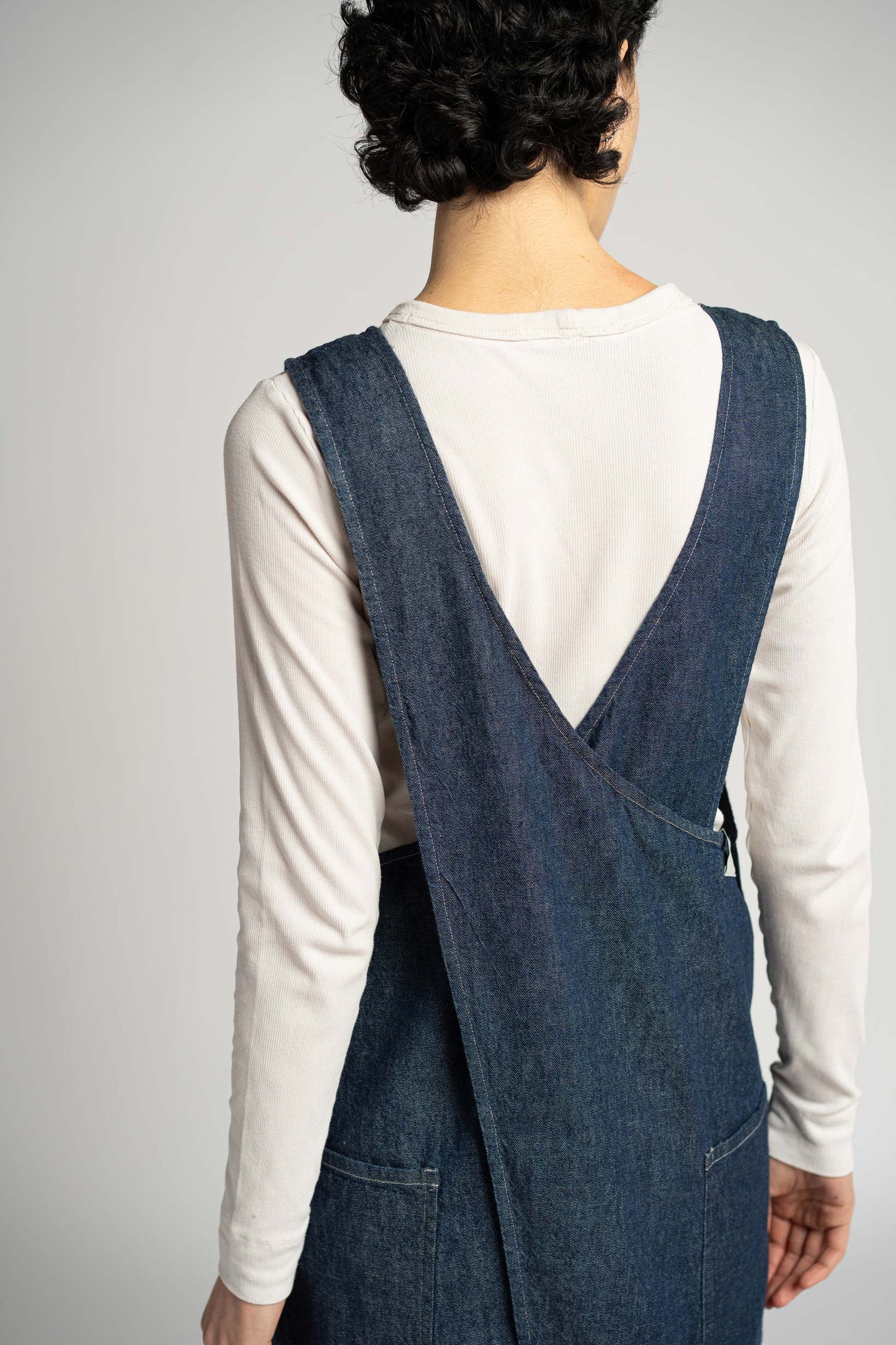 Grembiule/Vestito incrociato donna - Jeans morbido Cotone-Canapa