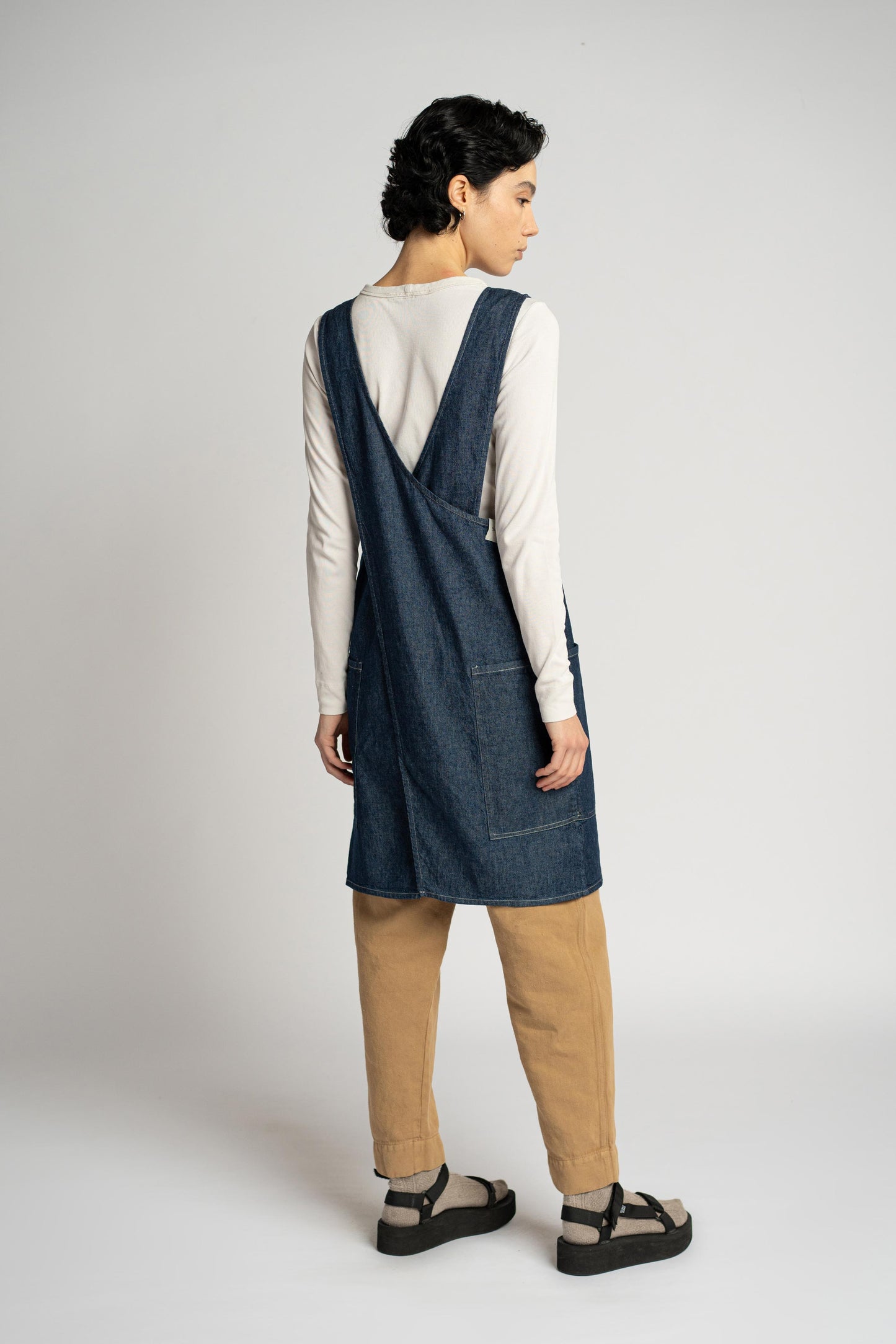 Grembiule/Vestito incrociato donna - Jeans morbido Cotone-Canapa