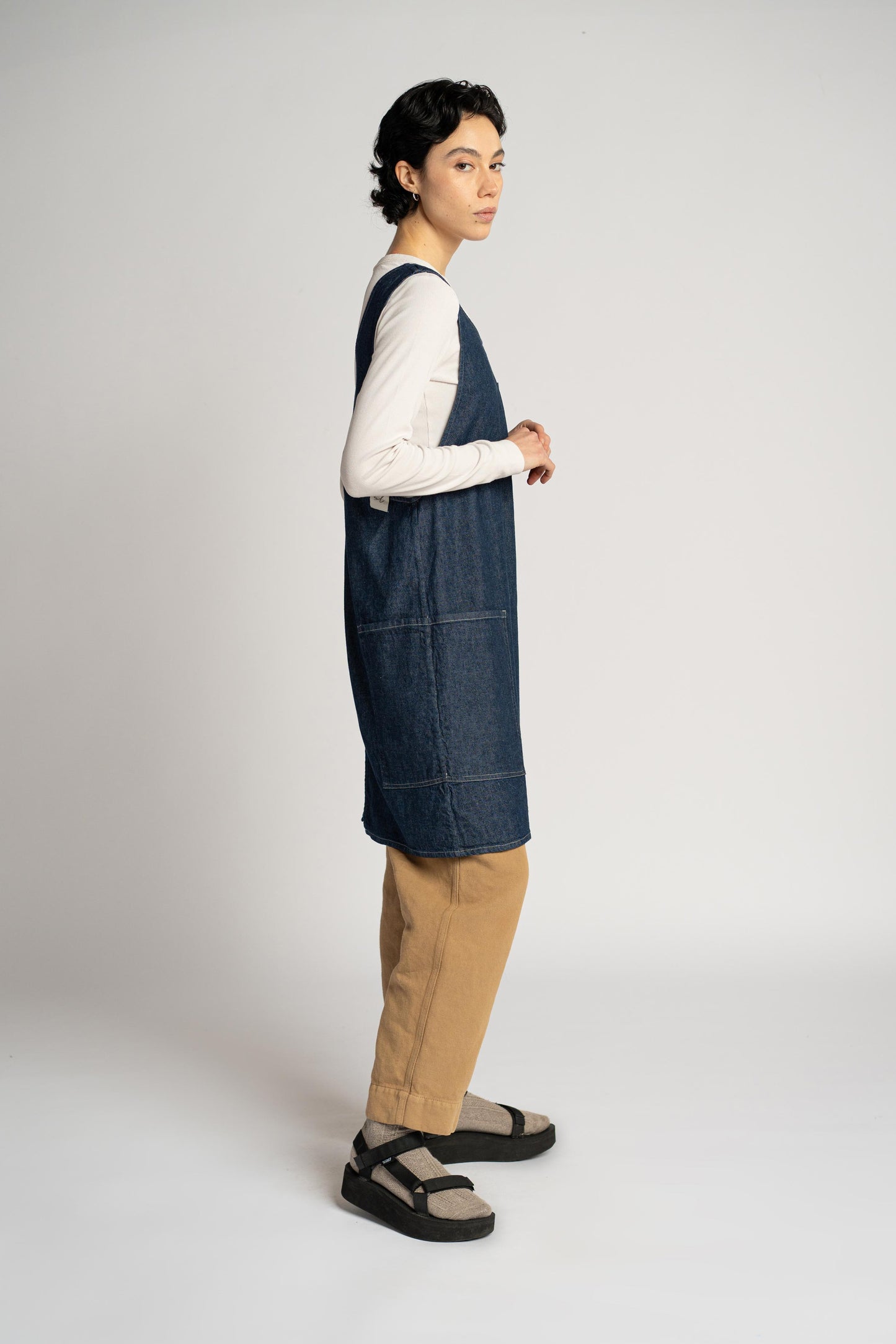 Grembiule/Vestito incrociato donna - Jeans morbido Cotone-Canapa