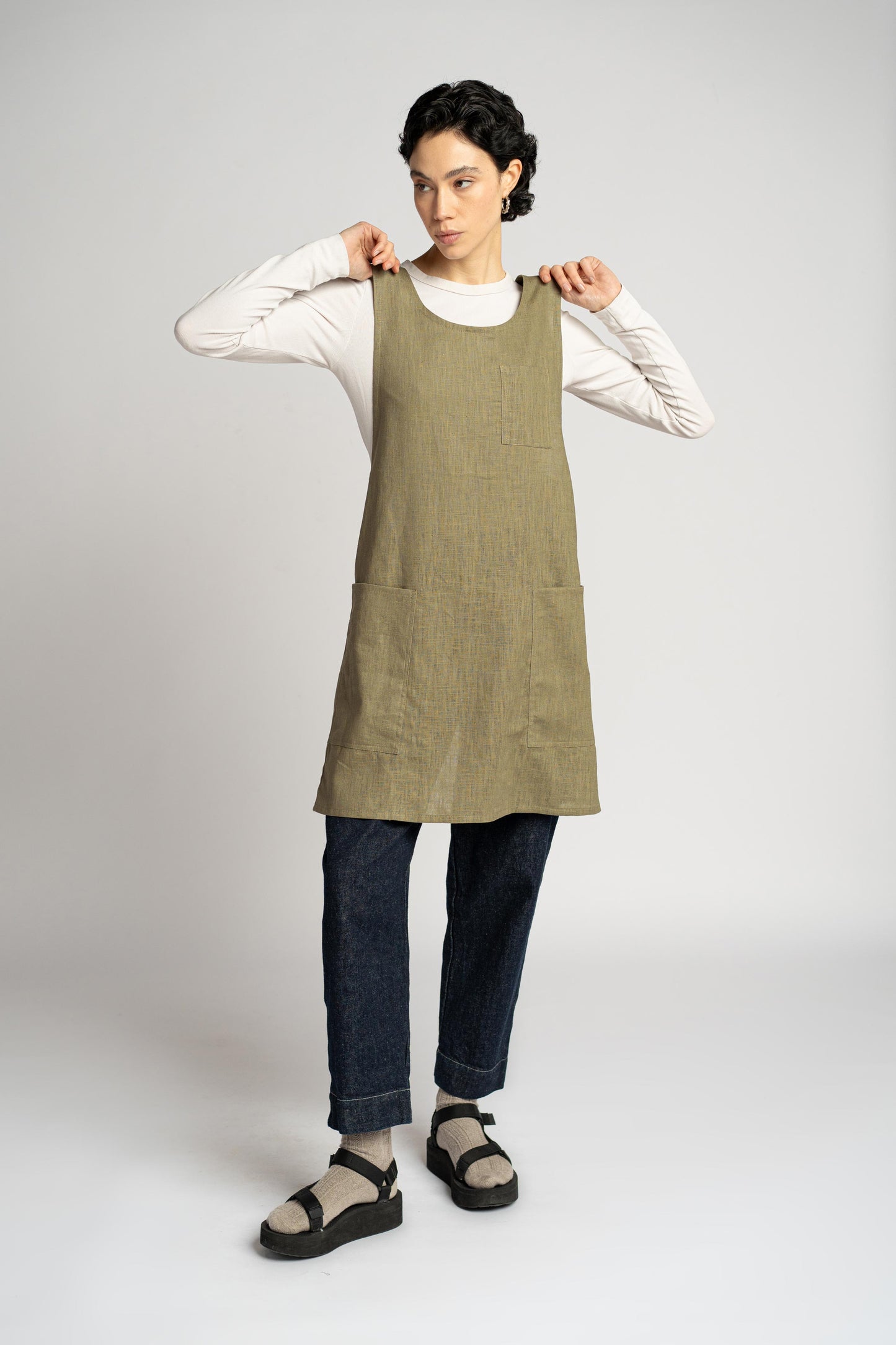 R2 - Grembiule/Vestito verde Oliva donna - Tg. M/L