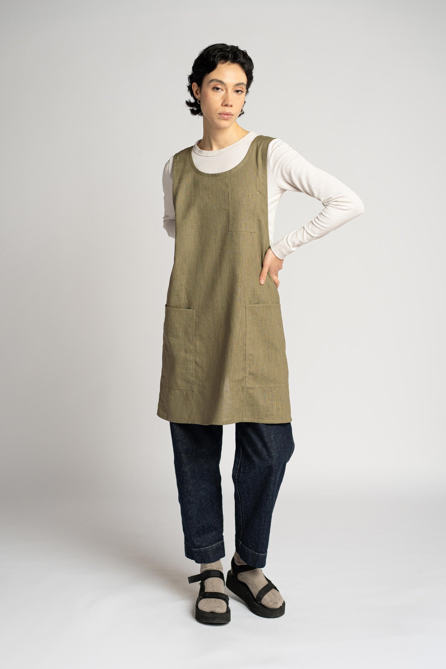 R2 - Grembiule/Vestito verde Oliva donna - Tg. M/L