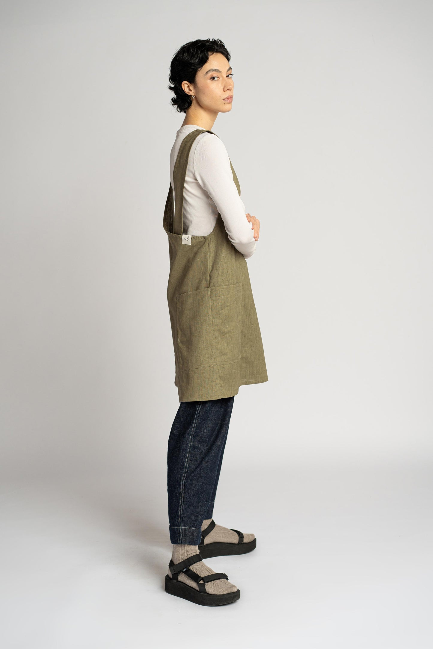 R2 - Grembiule/Vestito verde Oliva donna - Tg. M/L