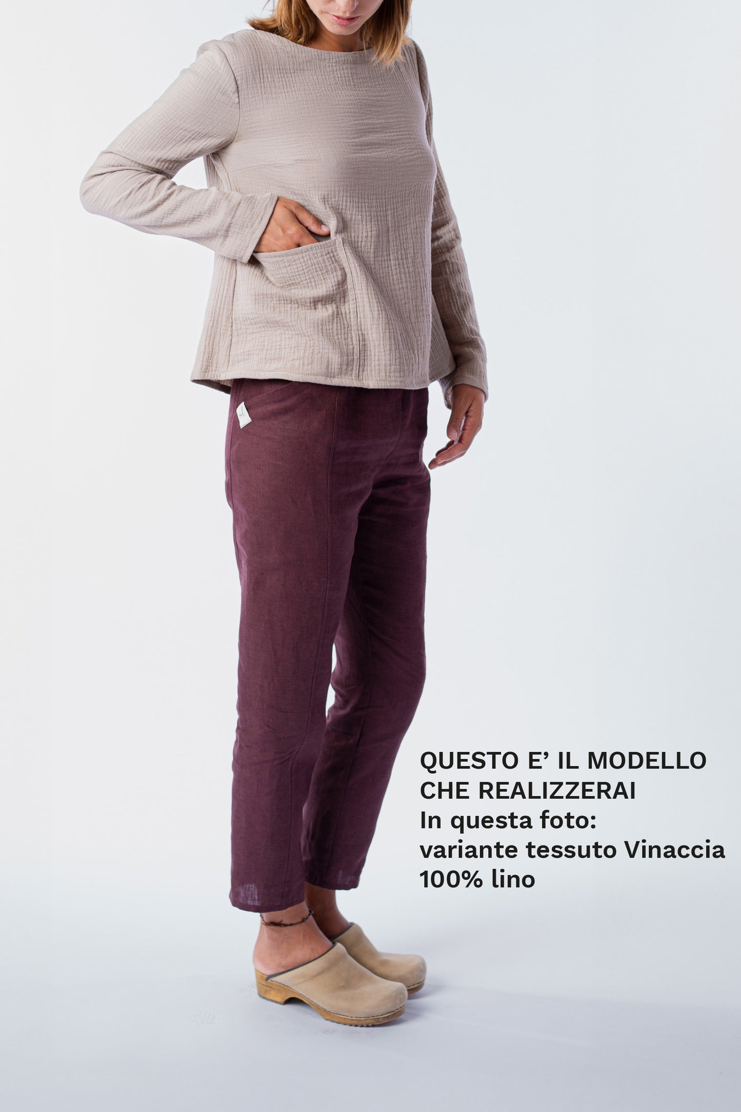 KIT pantalone Dafne:  Cartamodello Cartaceo + Tessuto