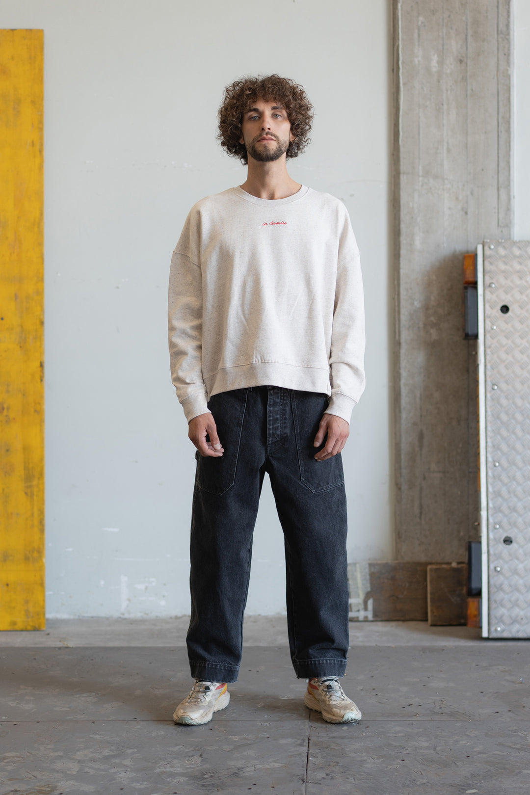 Pantaloni relaxed fit uomo in Jeans nero stonewashed Laurels Apron