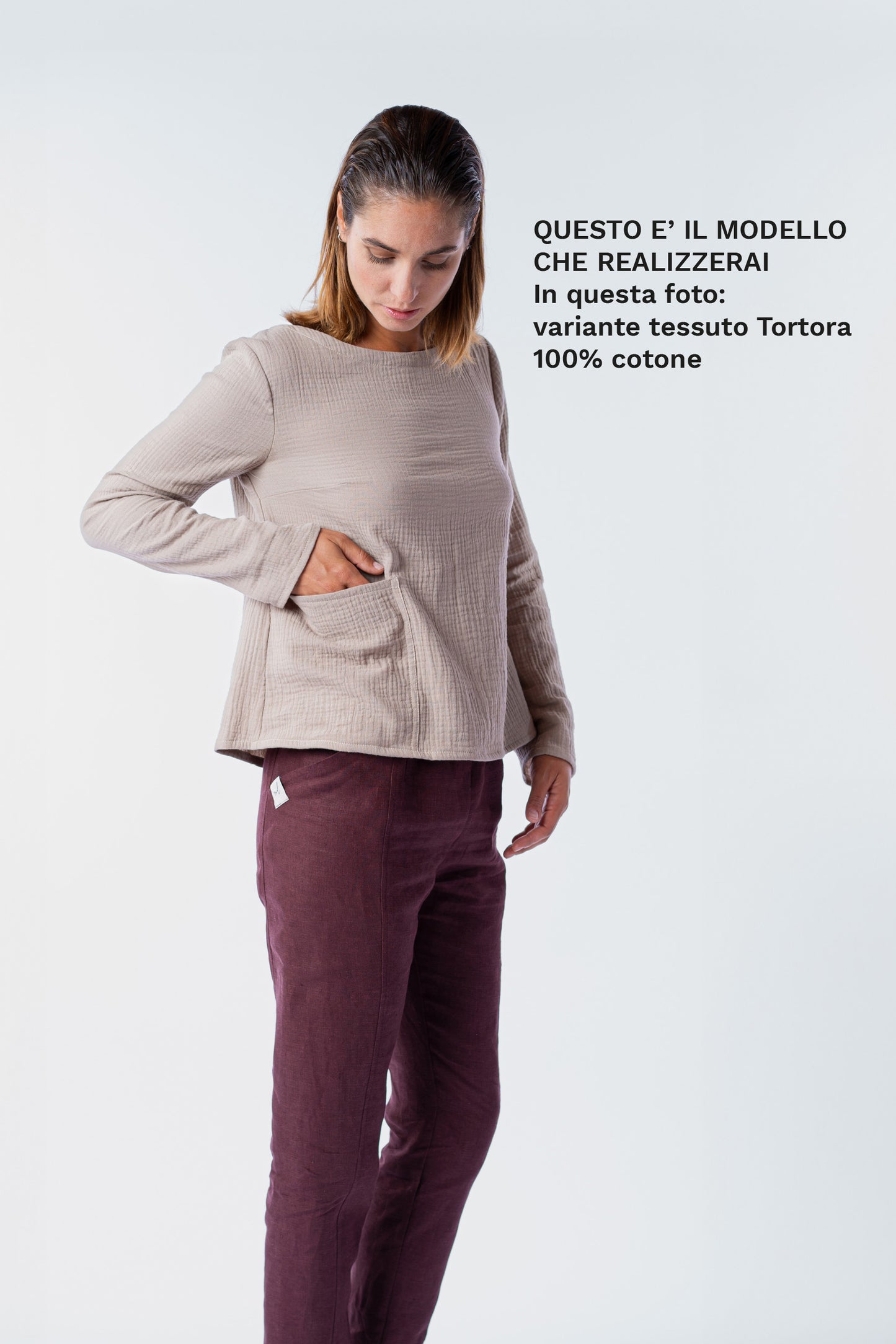 KIT Blusa con bottoni:  Cartamodello Cartaceo + Tessuto