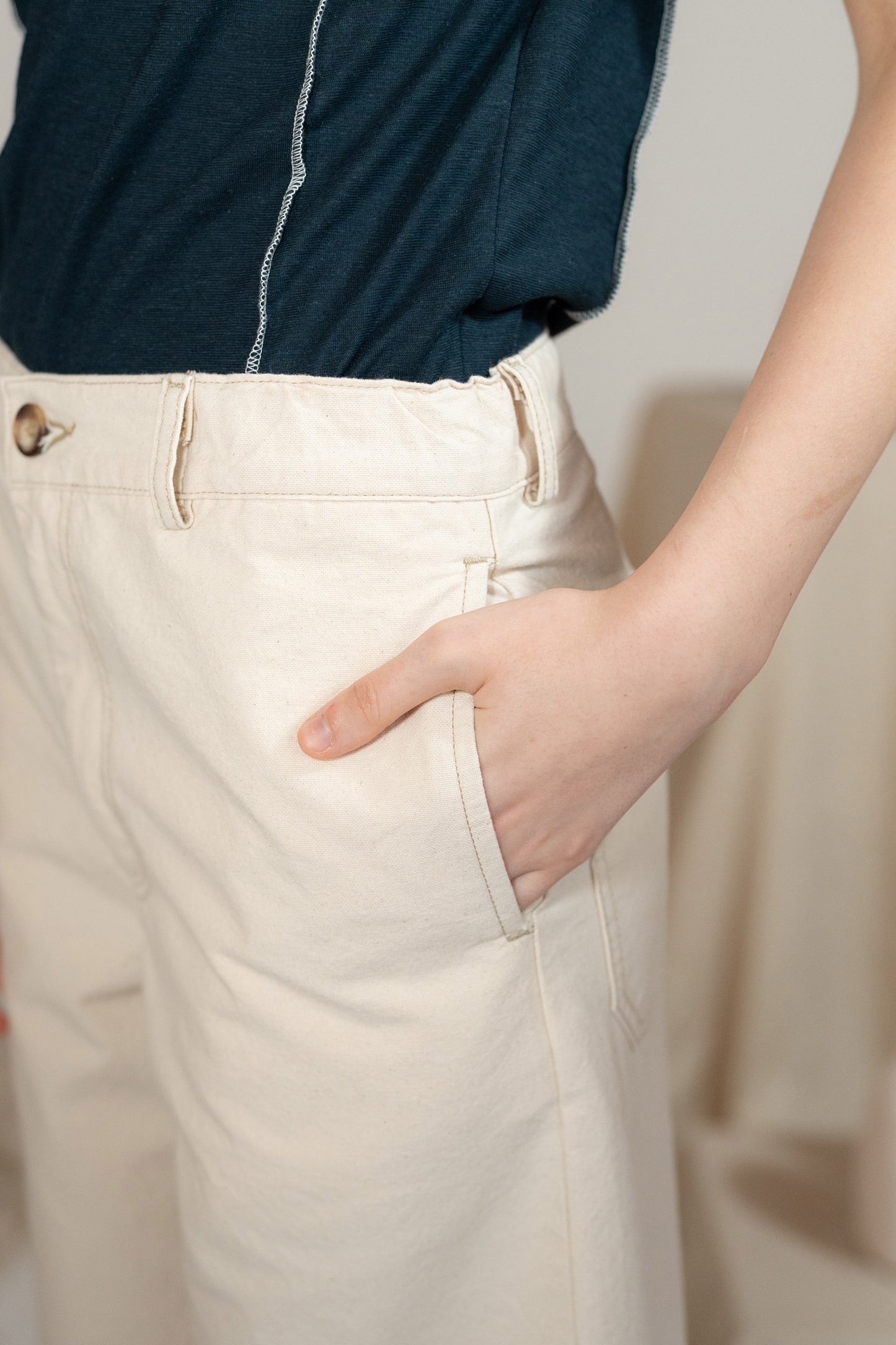 Pantalone Petra in canvas - bianco Panna