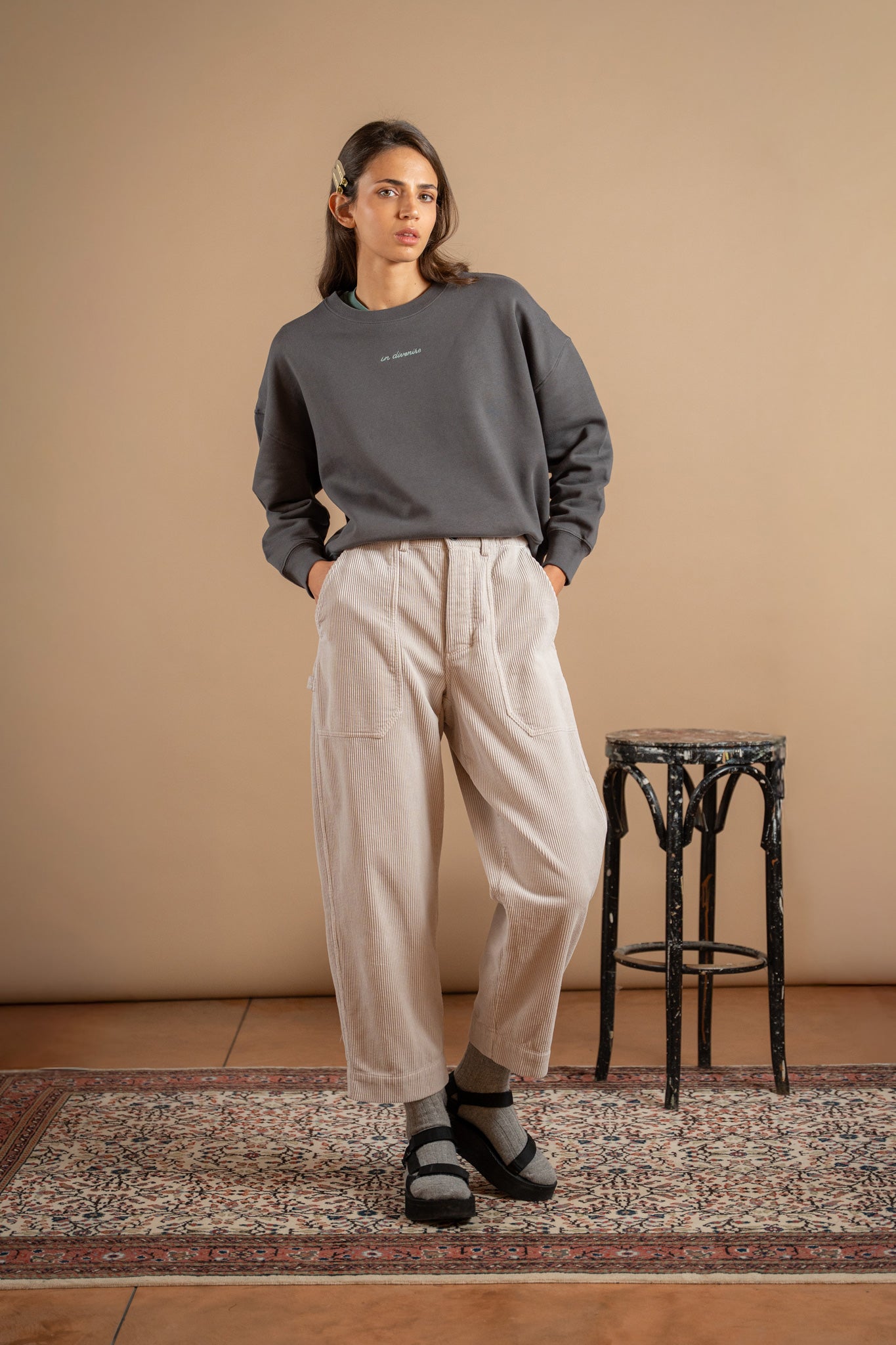 Pantaloni Apollo in velluto - Sasso