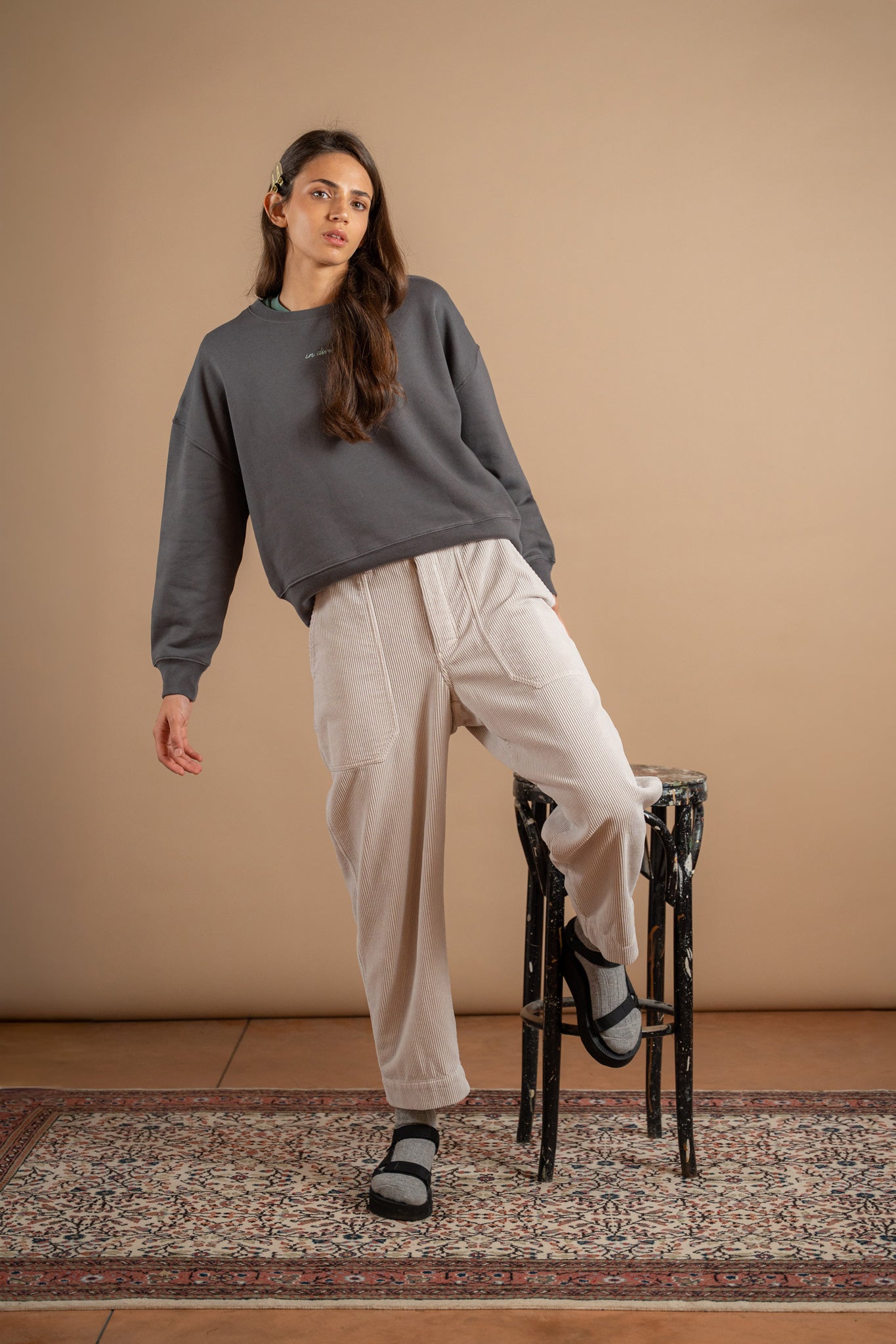 Pantaloni Apollo in velluto - Sasso