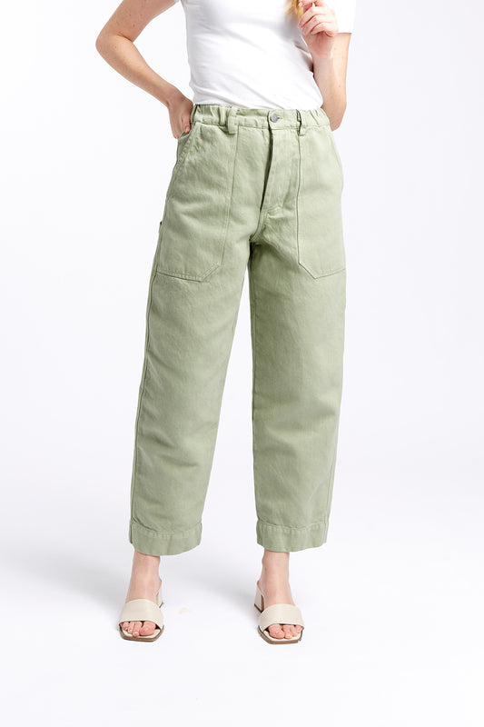 Pantaloni Apollo in Denim di Canapa - Relaxed fit - verde Pistacchio