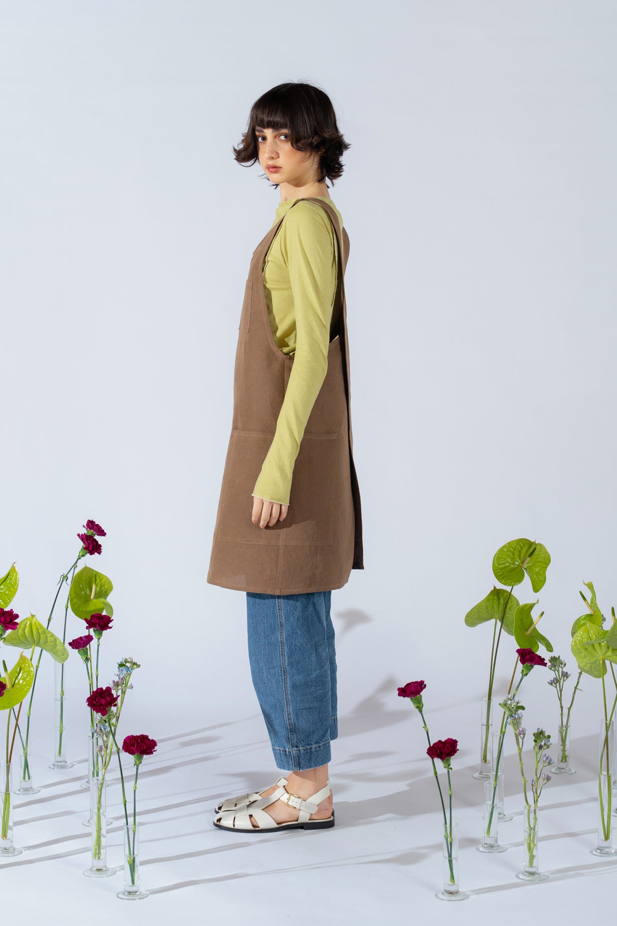 Schürze/Kleid für Damen – braun Old
