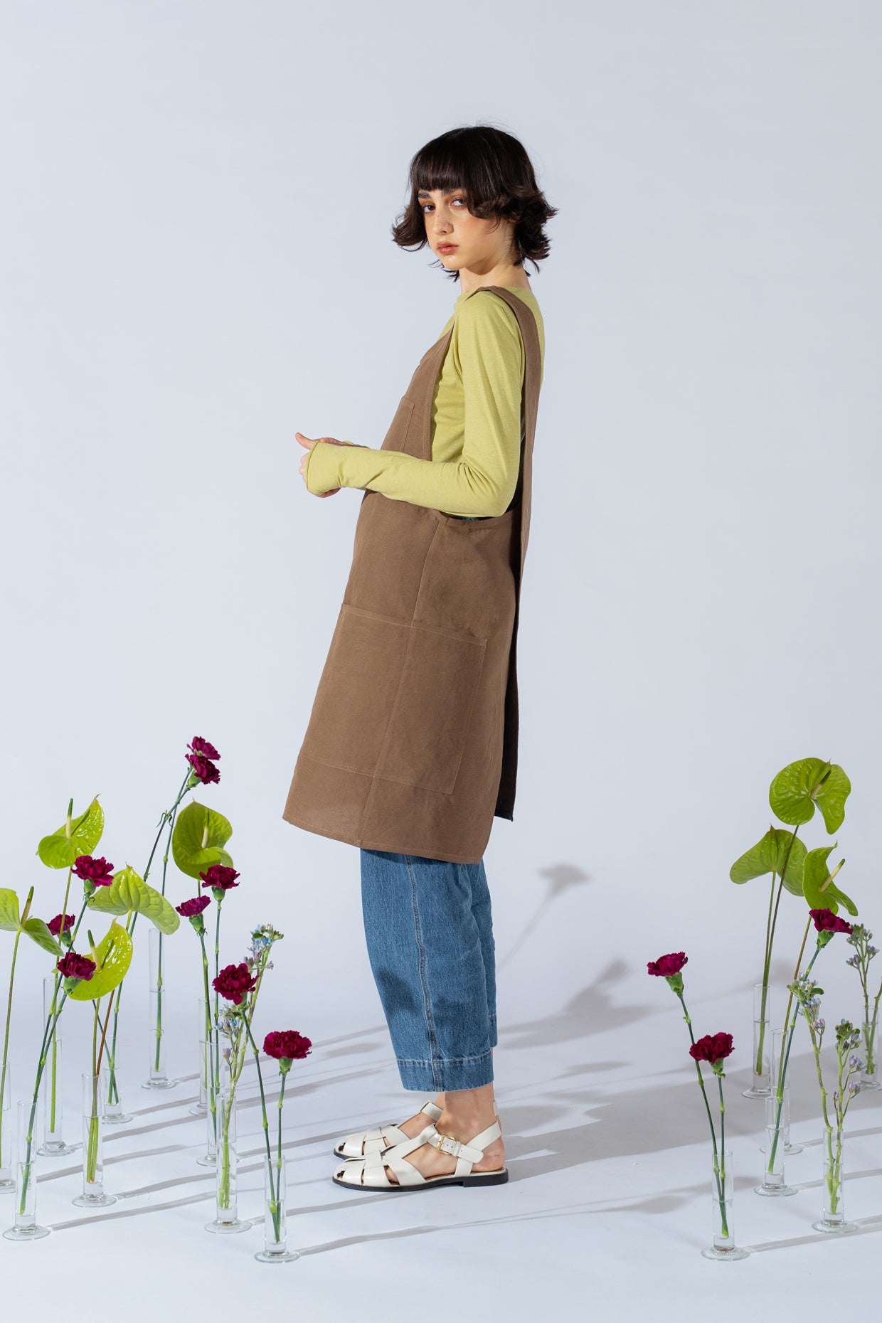 Schürze/Kleid für Damen – braun Old