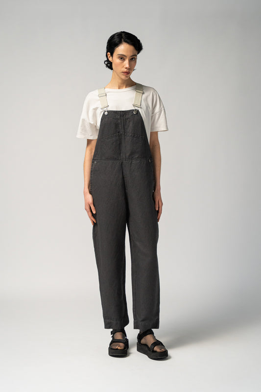 Apollo - Salopette donna in denim di Canapa grigio Ardesia