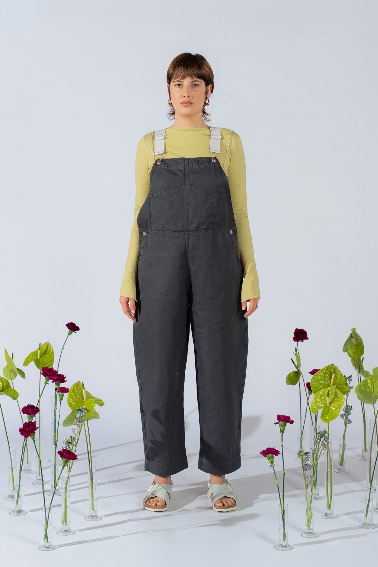 Salopette Apollo donna in denim di Canapa - grigio Ardesia