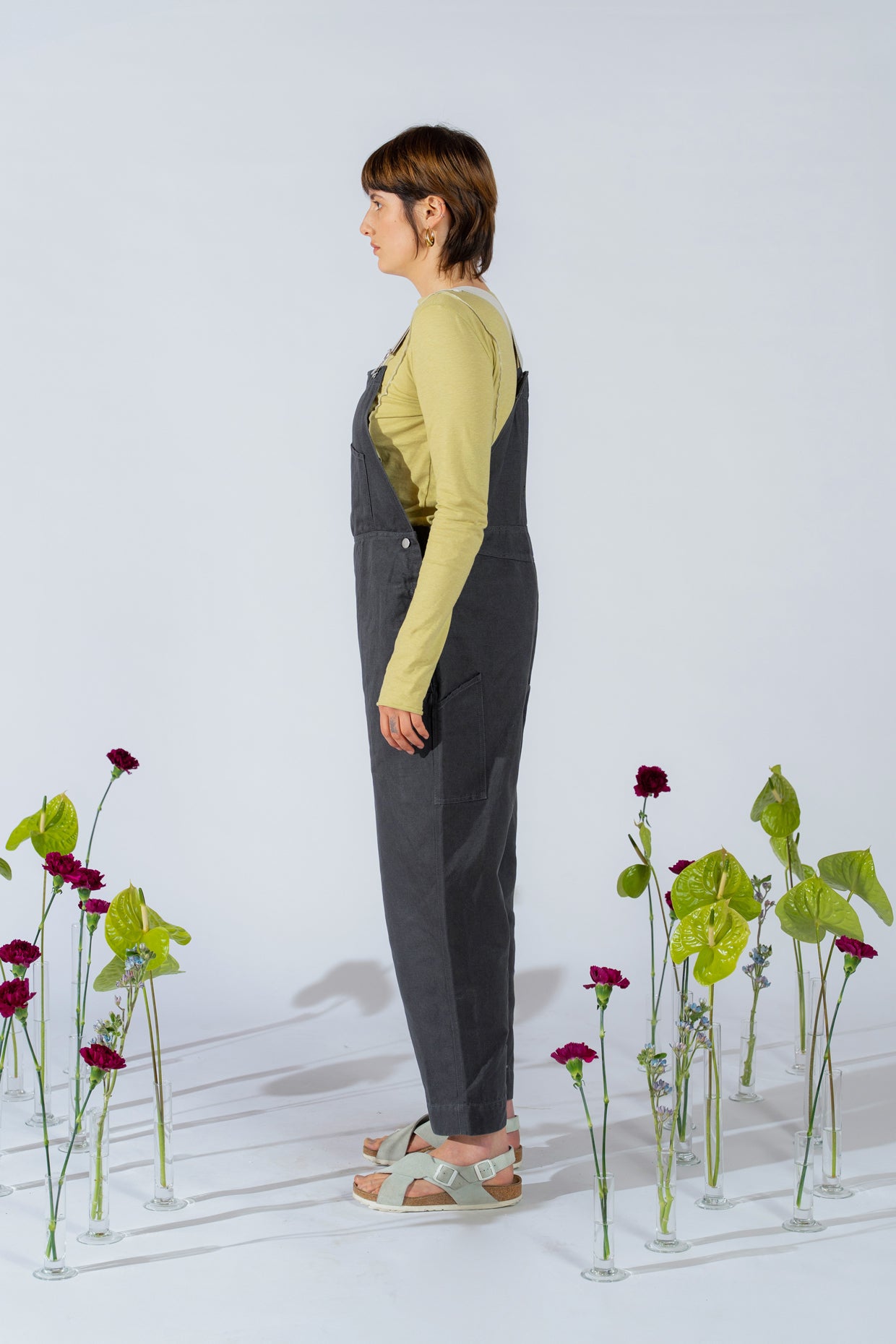 Salopette Apollo donna in denim di Canapa - grigio Ardesia