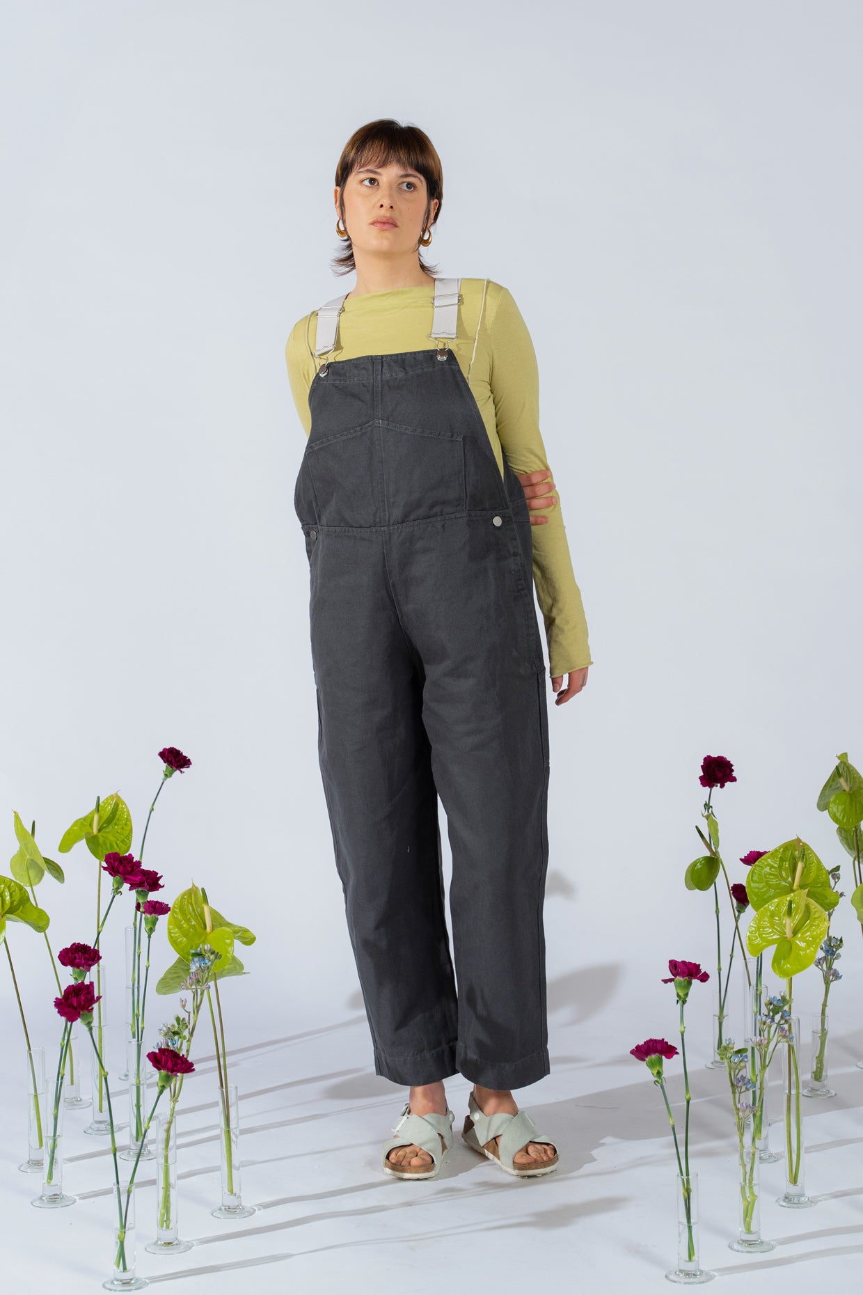 Salopette Apollo donna in denim di Canapa - grigio Ardesia