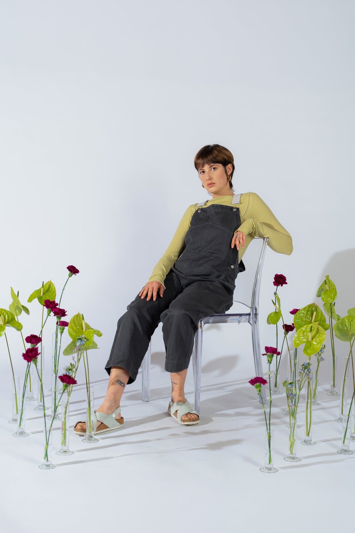Salopette Apollo donna in denim di Canapa - grigio Ardesia
