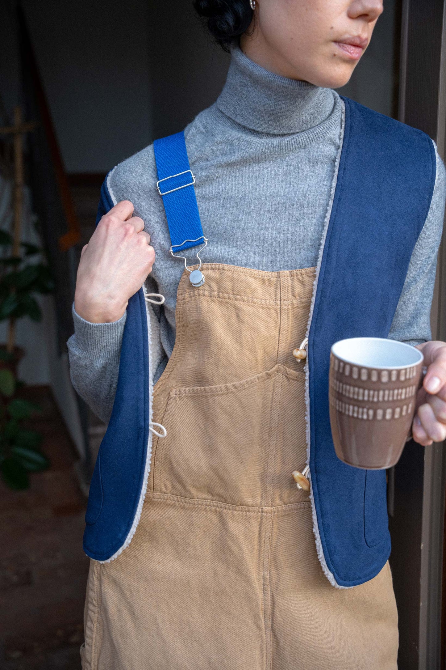Apollo - Salopette donna in denim di Canapa - Cammello